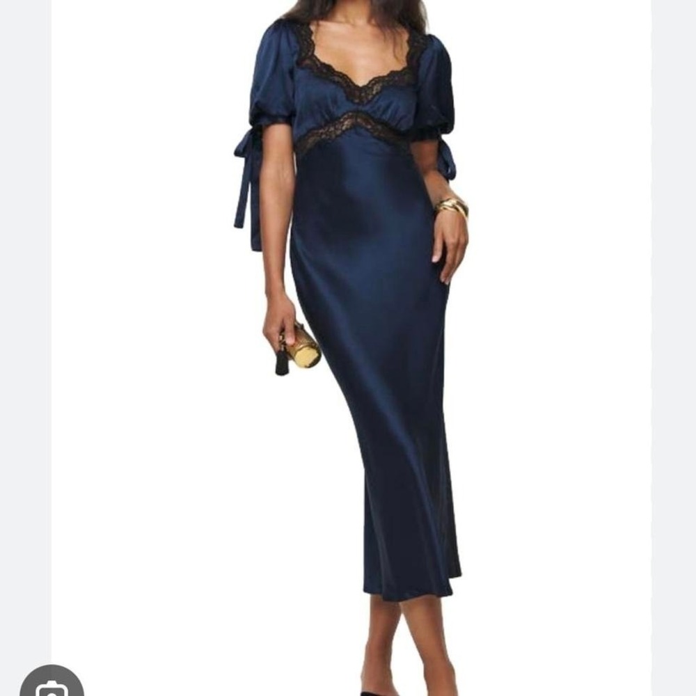 Reformation x Kacey Musgraves Stella Lace Trim Silk Midi Dress Size 2 NWT